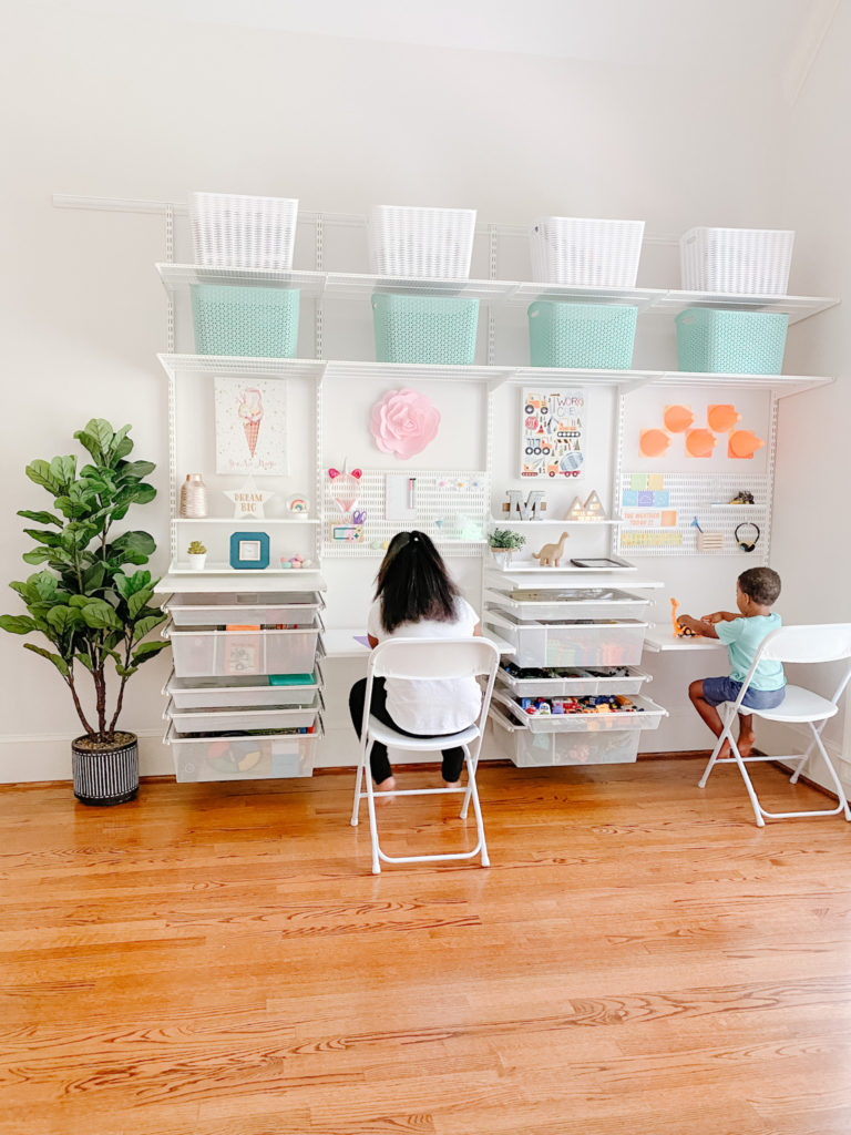 How to Organize an Elfa Playroom + Virtual Learning Space - Pinch of Help